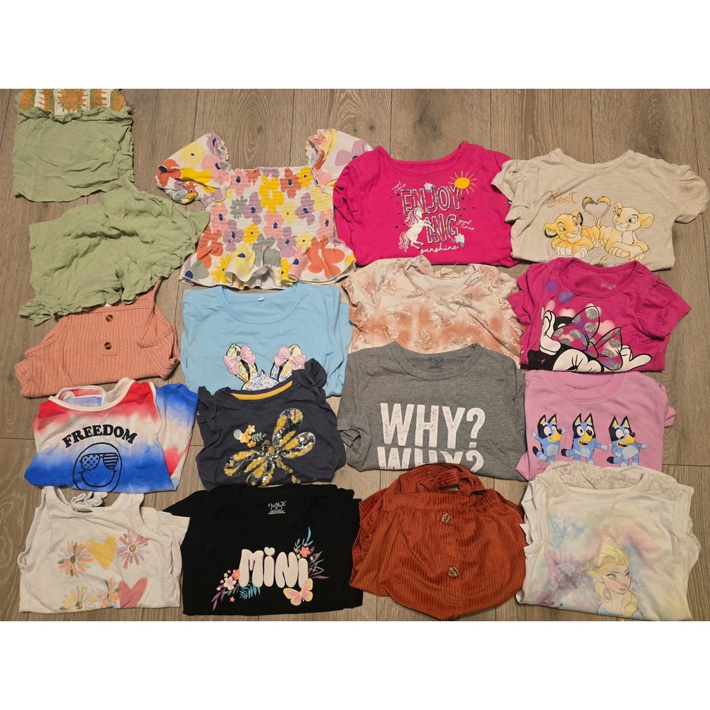 Girls Size 4/5 Short Sleeve Tops Clothing Lot Of 17